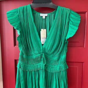 Current Air Green Pleated Blouse